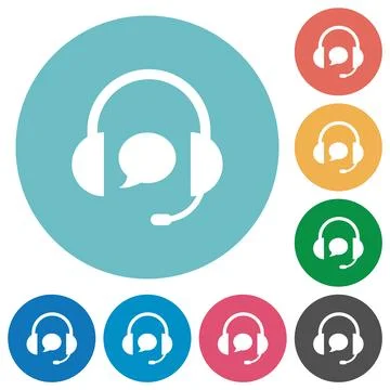 Call center with chat bubble solid flat round icons Stock Illustration