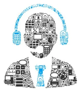 Call Center Collage Icon for BigData and Computing 스톡 일러스트