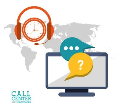 Call center computer clock headset Stockillustratie