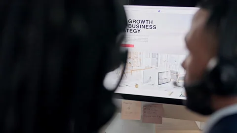 Call center, computer or people in training, coaching or speaking of sales team Stock Footage 248211147