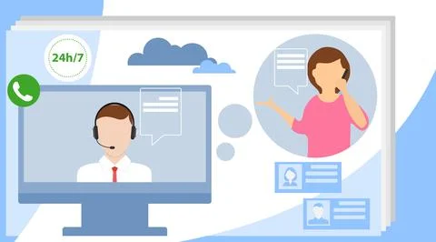 Call center concept. Can use for web banner, infographics, hero images. Stock Illustration
