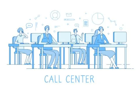 Call center concept. Customer support service helpdesk services call center Stock Illustration