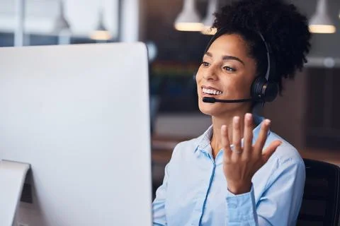 Call center, customer service and b2b with a black woman consultant working in Stock Photos