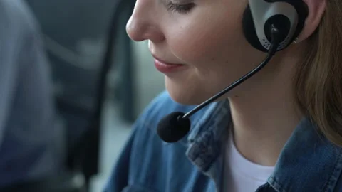 Call center, customer support agent provide service on telephone call Video stock 157235961