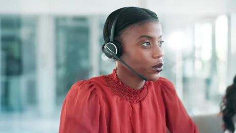 Call center, customer support and black woman in office for consulting, help and Stock Footage 268051441