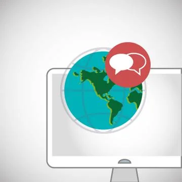 Call center design. Global communication. Flat illustration Stock Illustration