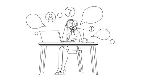 Call Center Dispatcher Working At Table Vector Stock Illustration