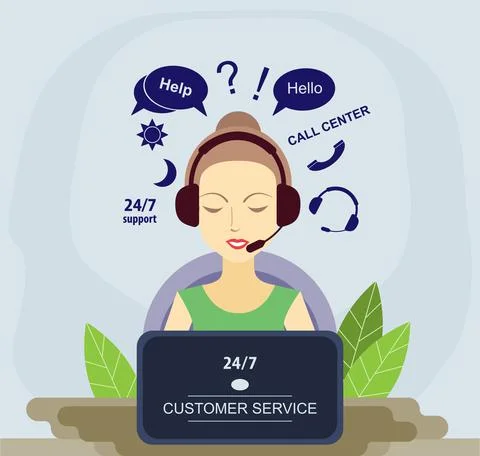 Call center flat vector illustration. Customer service Stock Illustration