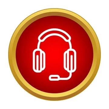 Call center headset support icon on red background 库存插图
