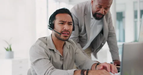 Call center, help and manager with team support, problem solving and solution Stock Footage 226295775