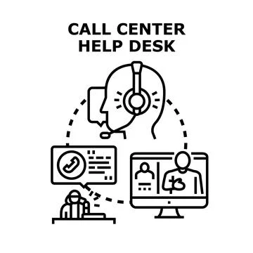 Call center help desk operating with customer support Stock Illustration