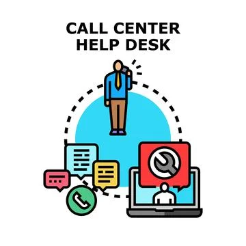 Call center help desk providing customer online support Stock Illustration