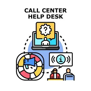Call center help desk support communication vector concept Ilustração Stock