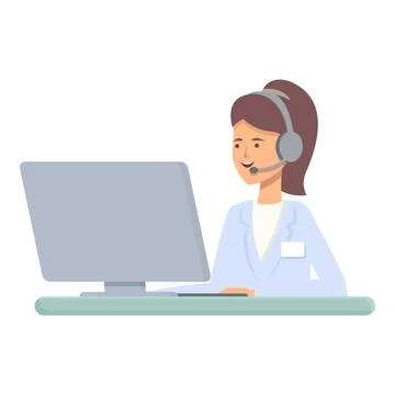 Call center help icon cartoon vector. Hospital care Illustrazione stock