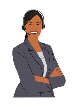 Call center hotline agent vector isolated on white Stock Illustration