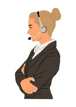 Call center hotline agent vector isolated on white Stock Illustration