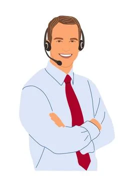 Call center hotline agent vector isolated on white Stock Illustration