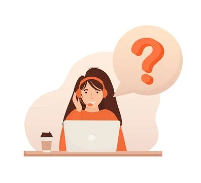 Call center, hotline flat vector illustrations. Smiling office workers with Illustrazione stock