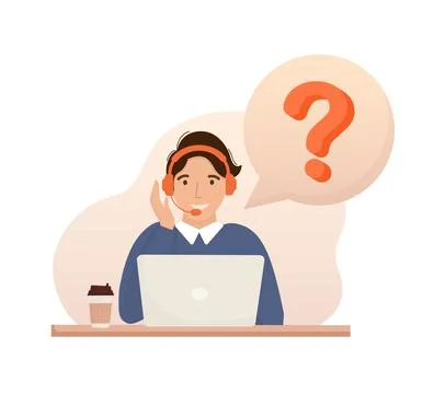 Call center, hotline flat vector illustrations. Smiling office workers with Stockillustratie