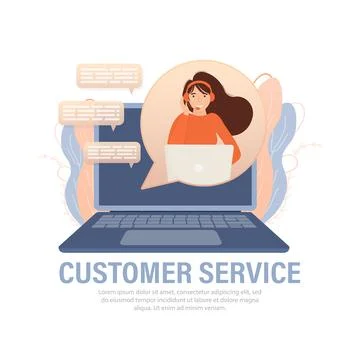 Call center, hotline flat vector illustrations. Smiling office workers with Stock Illustration