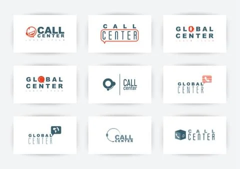 Call center, hotline or support service logo set. Vector illustration Stock Illustration