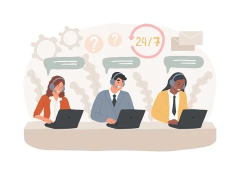 Call center isolated concept vector illustration. Ilustración de archivo