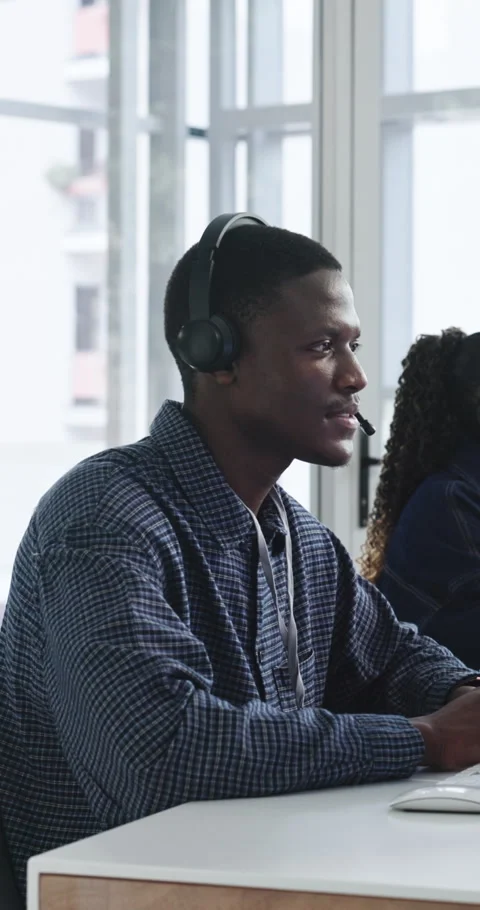 Call center, man and technical support with computer, problem solving or help Stock Footage 335809373