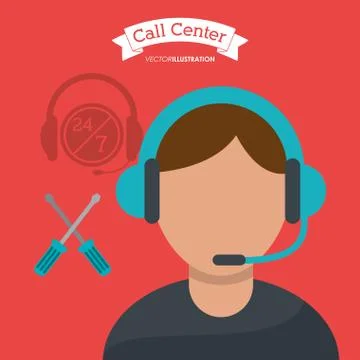 Call center man operator technical help Illustrazione stock