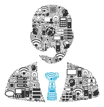 Call Center Manager Composition Icon for BigData and Computing Ilustração Stock