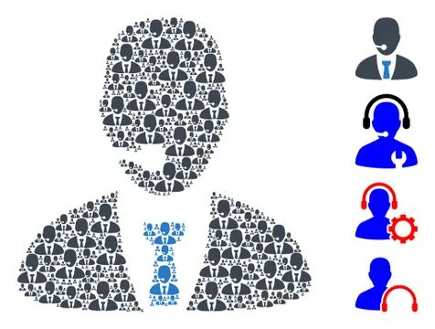 Call Center Manager Recursion Collage of Self Items 스톡 일러스트