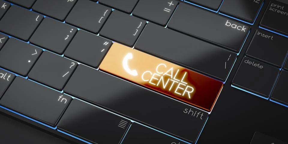 Call center - modern computer keyboard - 3D illustration Stock Illustration