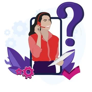 Call center online, application faq and technical assistance Stock Illustration