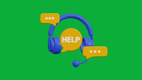 Call center, online customer support. Contact Us, 3D animation on green screen Stock-Footage 247046949