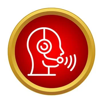 Call center operator communicating on headset icon Stock Illustration