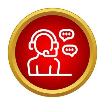 Call center operator communicating in headset icon concept Stock Illustration