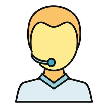 Call center operator communicating using headset avatar Illustrazione stock