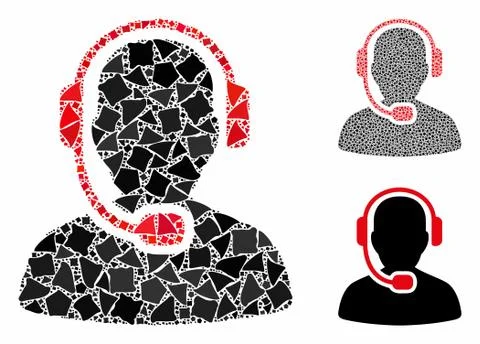 Call center operator Composition Icon of Irregular Elements 库存插图