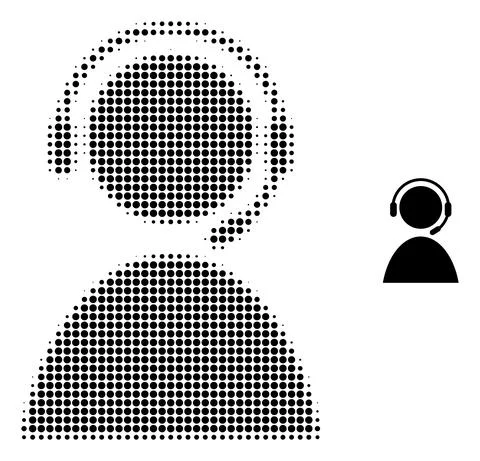Call Center Operator Halftone Dotted Icon Stock Illustration