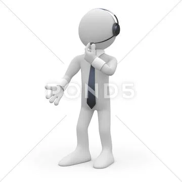 Call center operator with headphones and microphone Stock Illustration