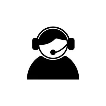 Call center operator with headset. black on white background Stock Illustration