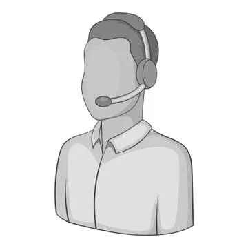 Call center operator icon, gray monochrome style Stock Illustration