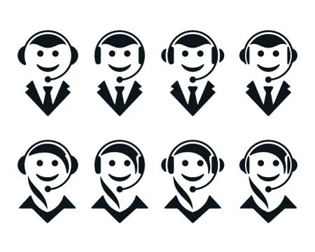 Call center operator icons Stock Illustration
