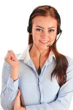 Call center operator isolated on white. customer support. helpdesk. Stock Photos