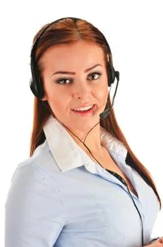 Call center operator isolated on white. customer support. helpdesk. Stock Photos