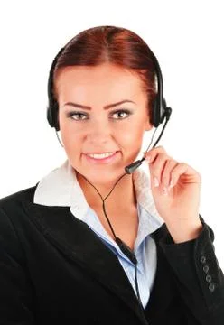 Call center operator isolated on white. customer support. helpdesk. Stock Photos