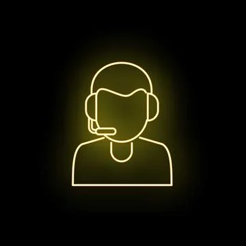 Call center operator neon light icon Stock Illustration