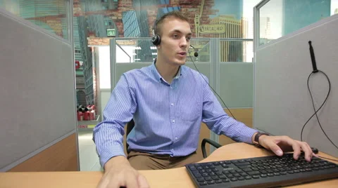Call center operator providing the client with all the necessary information Stock Footage 46020183