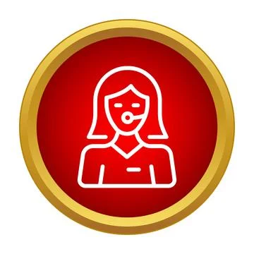 Call center operator providing customer service support icon Stock Illustration