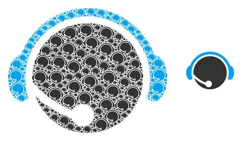 Call Center Operator Recursion Icon Collage 스톡 일러스트
