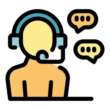 Call center operator talking with customers using headset and microphone Illustration